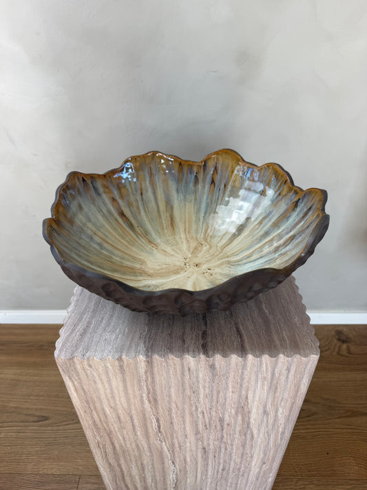 Østersskål i sort ler ø 33 cm - 0118